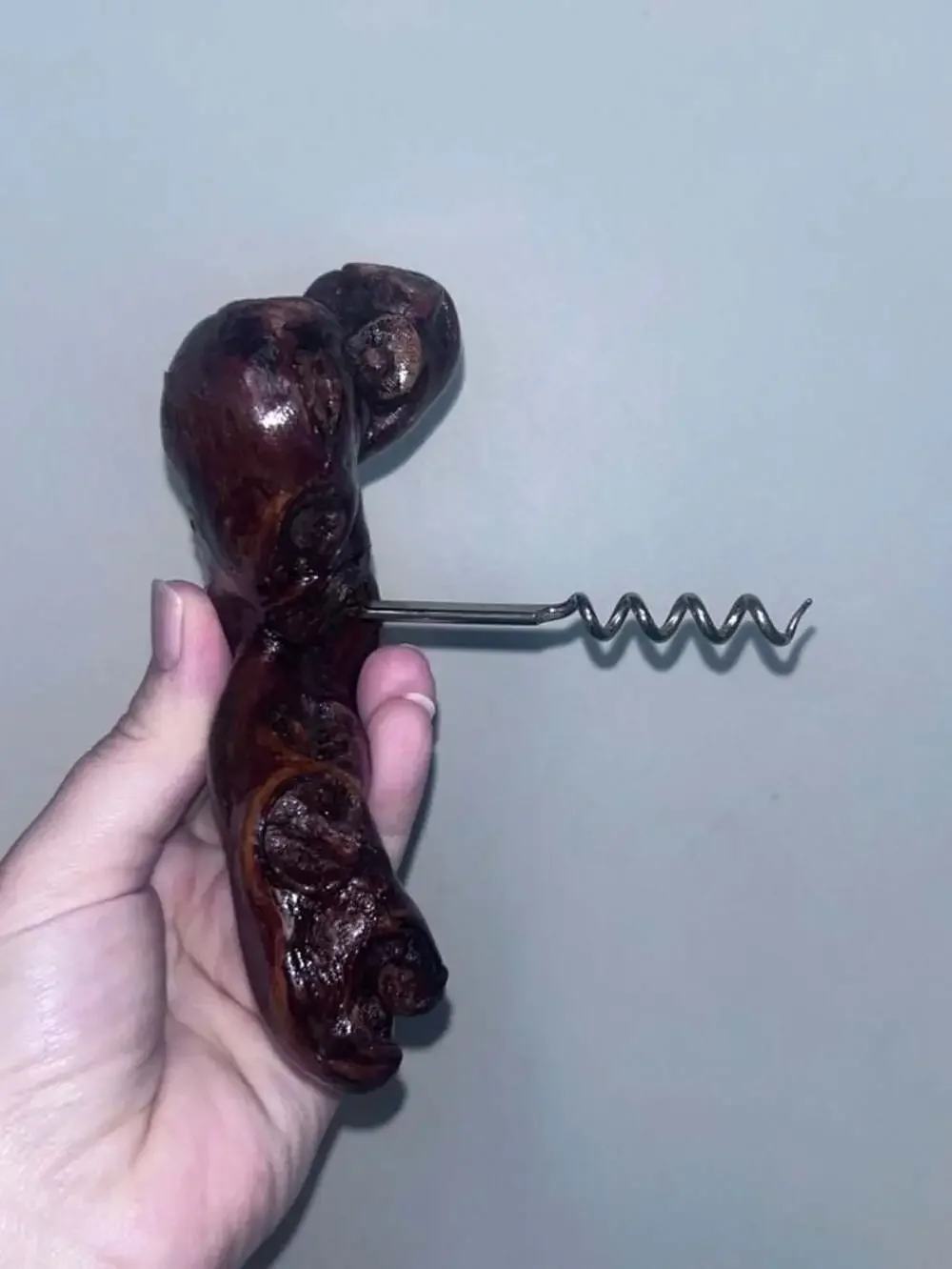 Vintage French Burled Grapevine Wood Corkscrew